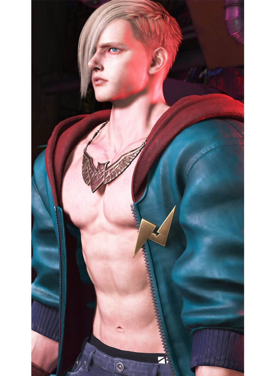 Street Fighter 6 ED Blue Leather Jacket