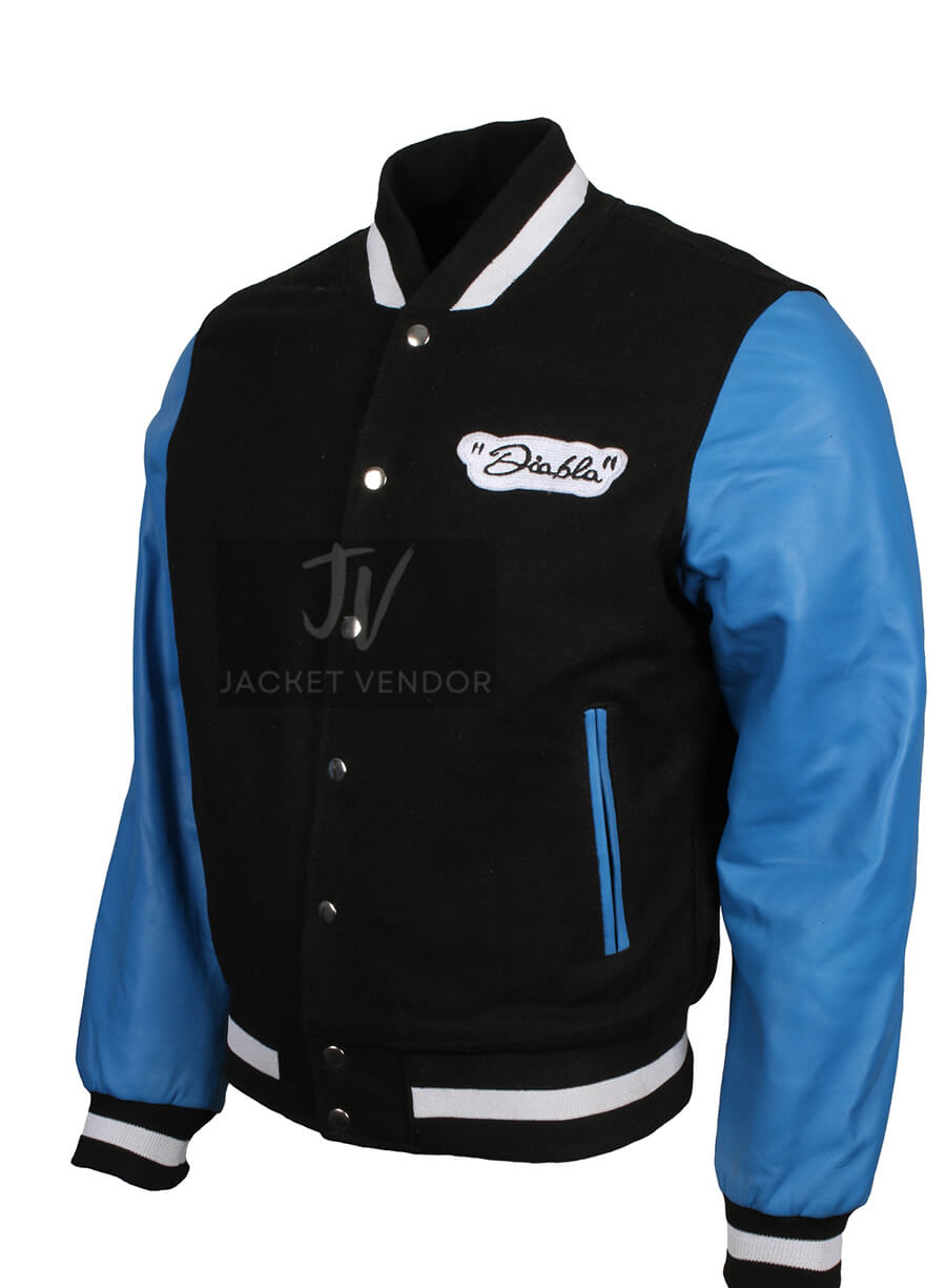 Suicide Squad El Diablo Black and Blue Varsity Jacket