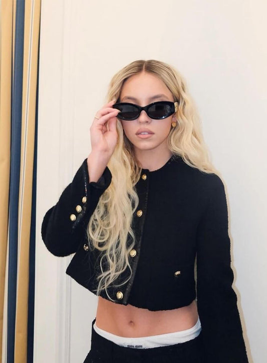  Sydney Sweeney Black Cropped Jacket