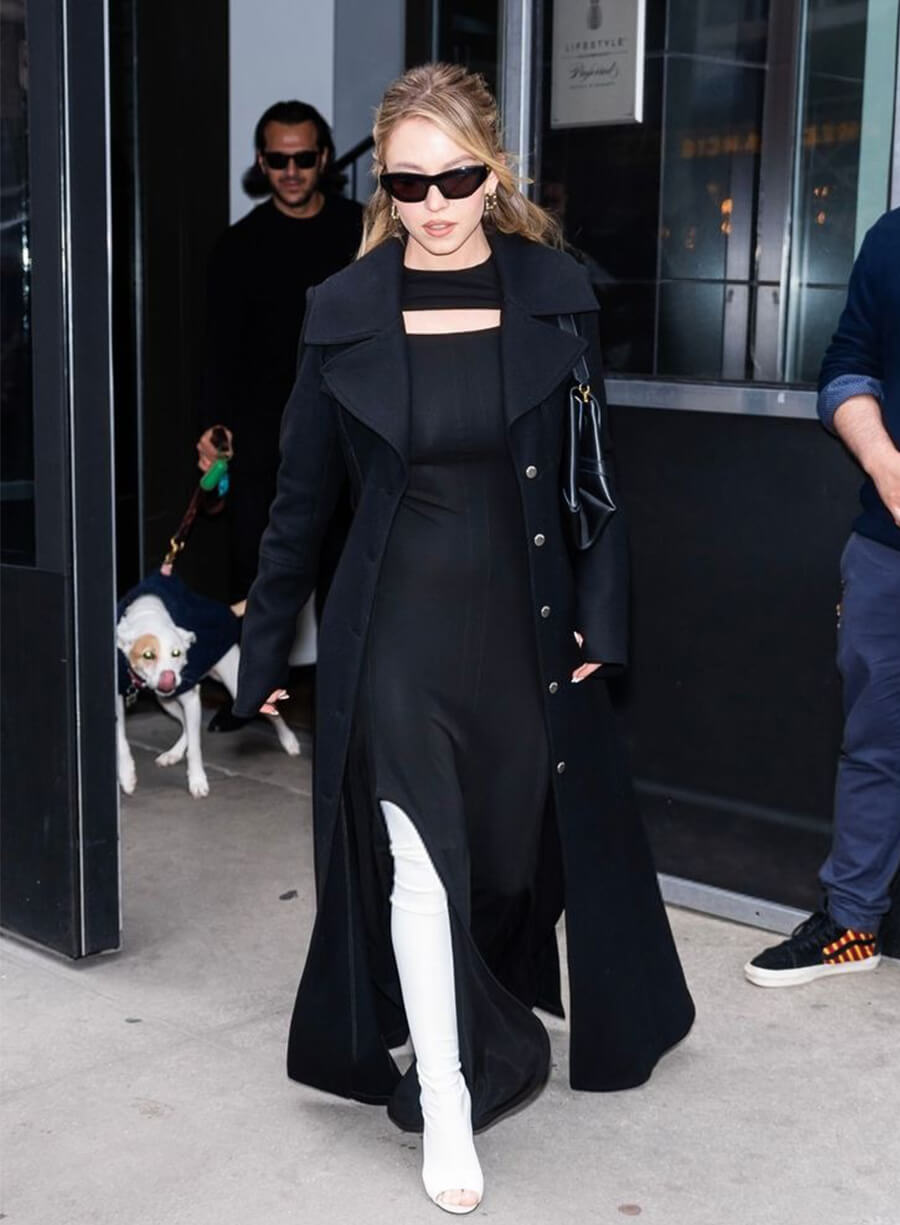 Sydney Sweeney Black Long Coat