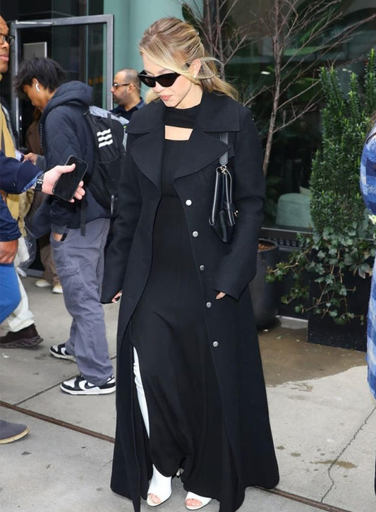Sydney Sweeney Black Long Coat