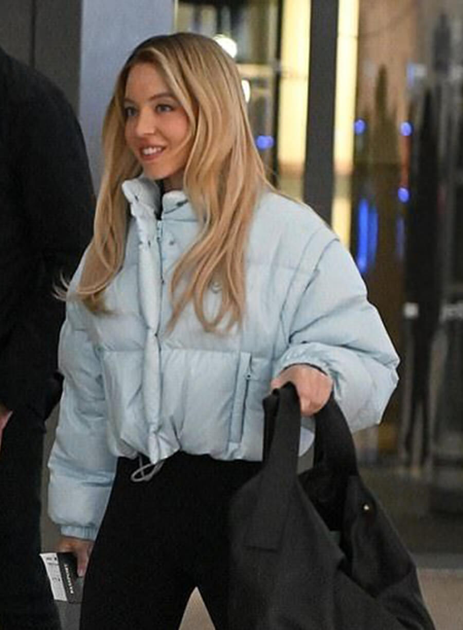 Sydney Sweeney Blue Puffer Jacket