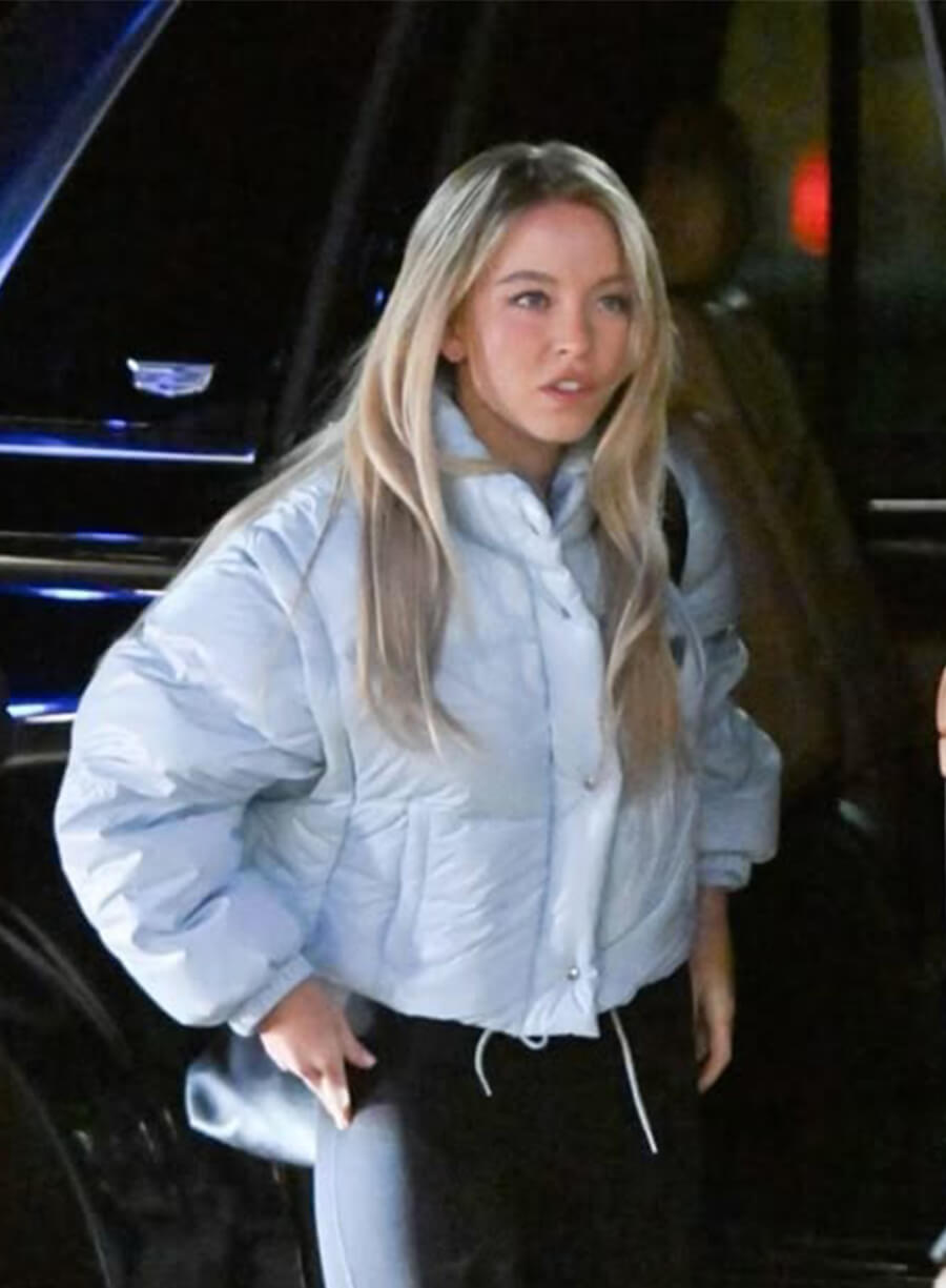 Sydney Sweeney Blue Puffer Jacket