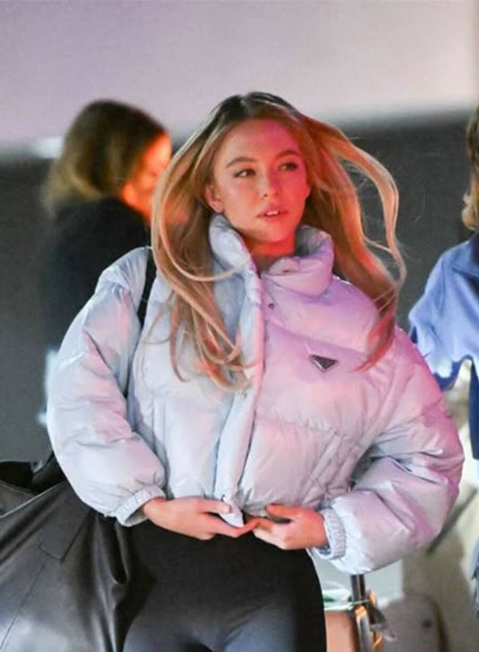 Sydney Sweeney Blue Puffer Jacket