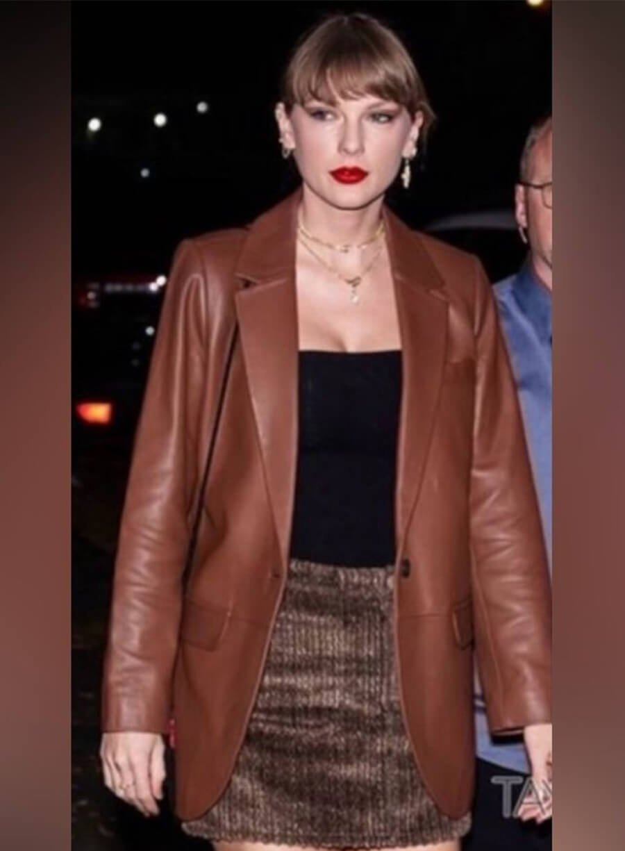 Taylor Swift Brown Leather Blazer