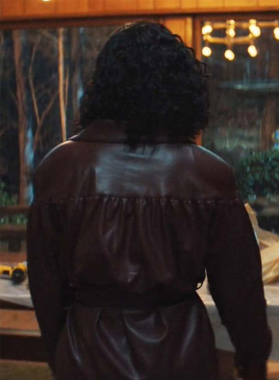 Tessa Thompson His & Hers 2026 Anna Andrews Brown Leather Jacket