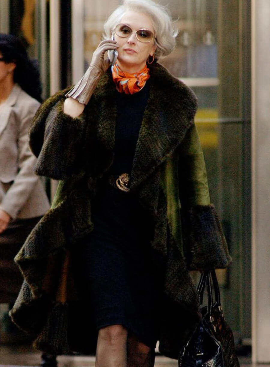 The Devil Wears Prada 2 Meryl Streep Miranda Priestly Green Fur Coat