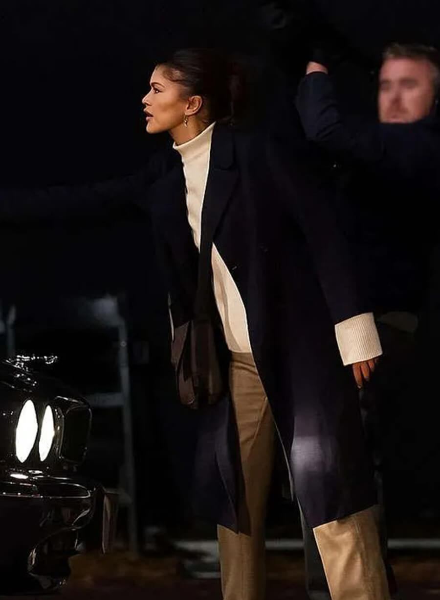 The Drama 2026 Zendaya Emma Harwood Black Coat