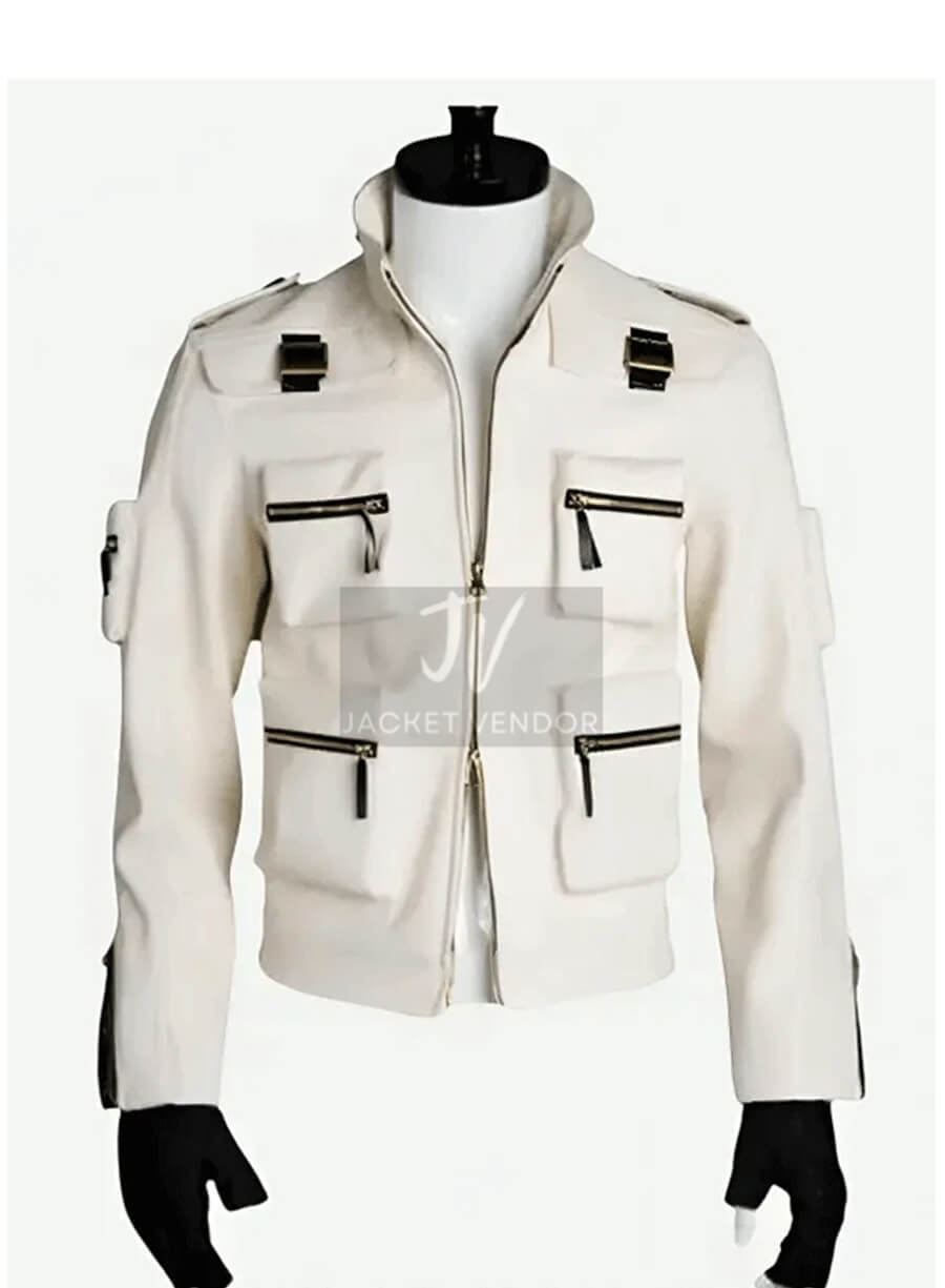 The King of Fighters XIV Kyo Kusanagi White Leather Cosplay Jacket