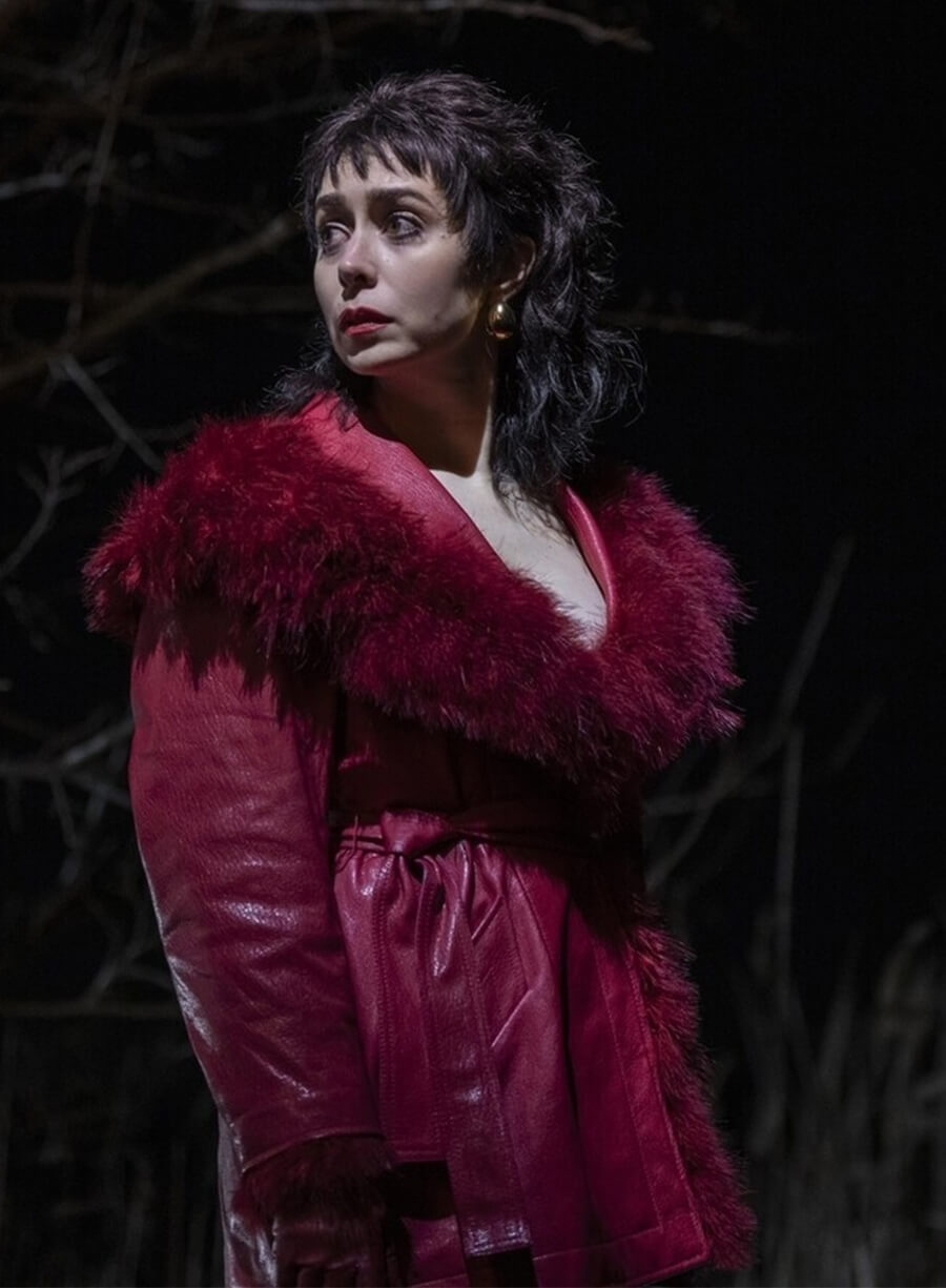 The Penguin Sofia Falcone Red Fur Shearling Leather Jacket