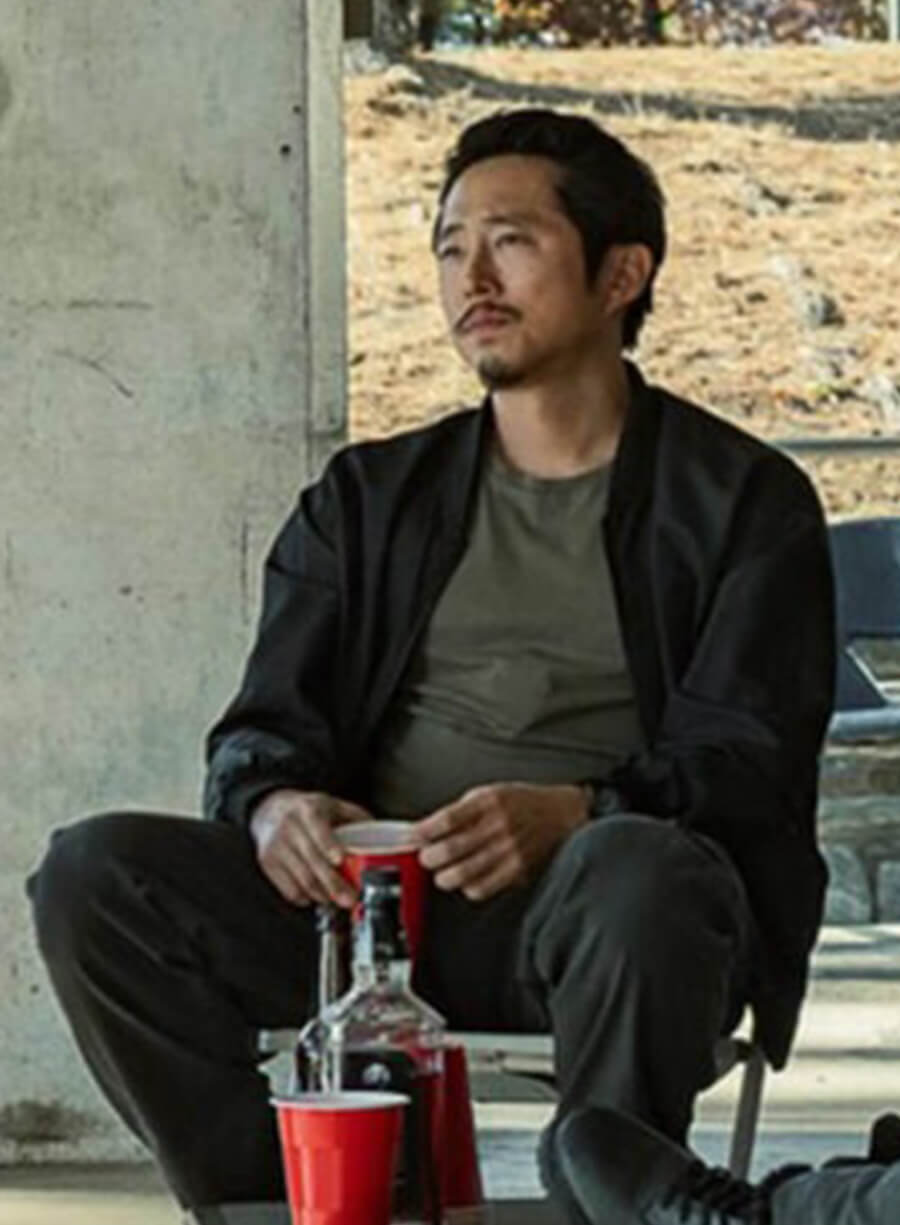 The Rip 2026 Steven Yeun Black Bomber Jacket