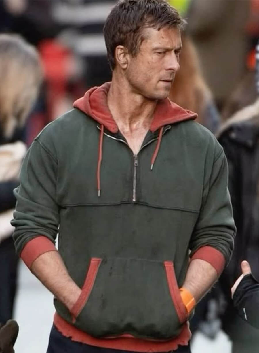 The Running Man Glen Powell Ben Richards Green Red  Pullover Hoodie 
