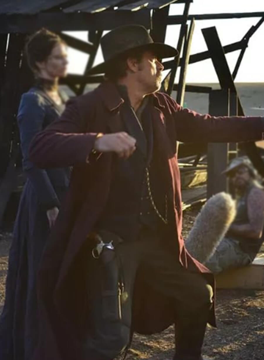 The Salvation Jeffrey Dean Morgan Maroon Coat