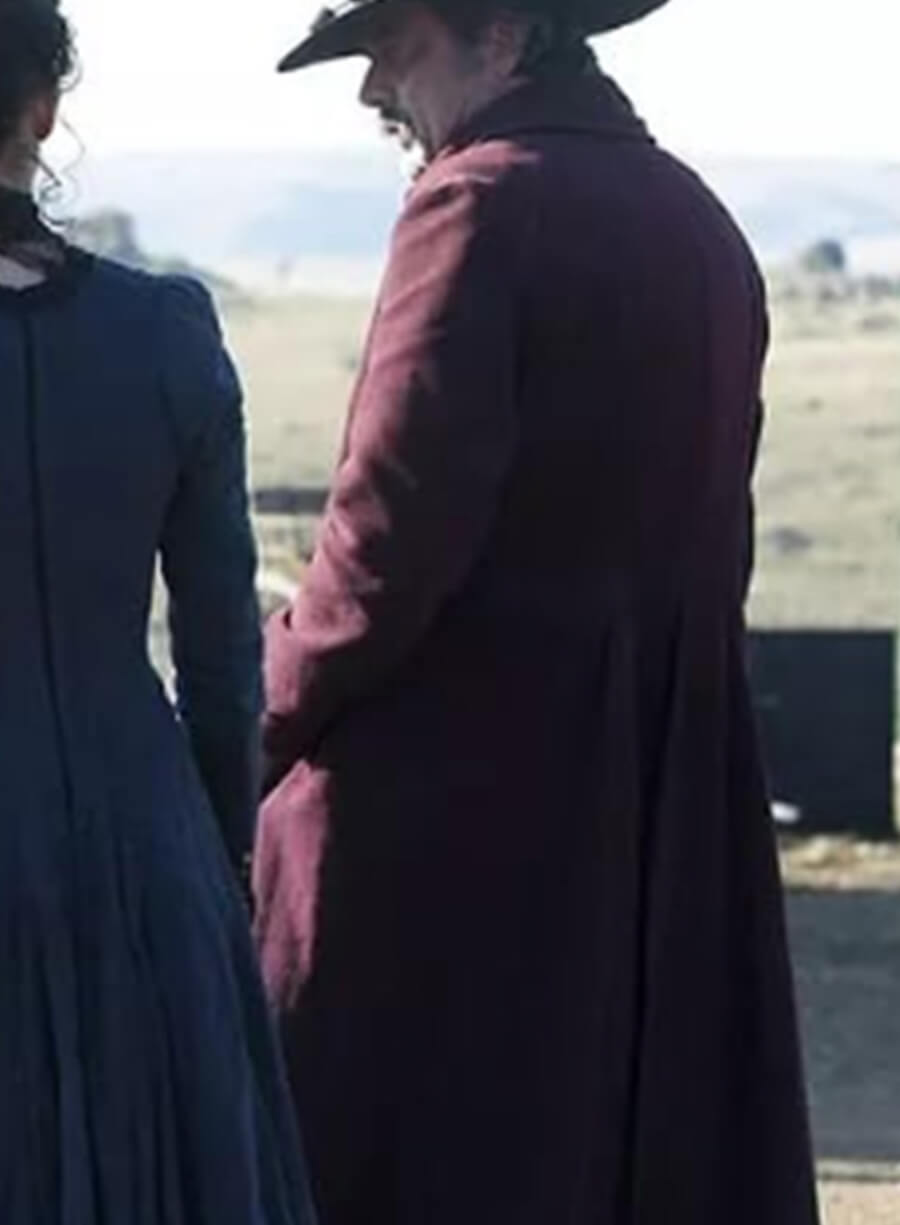 The Salvation Jeffrey Dean Morgan Maroon Coat