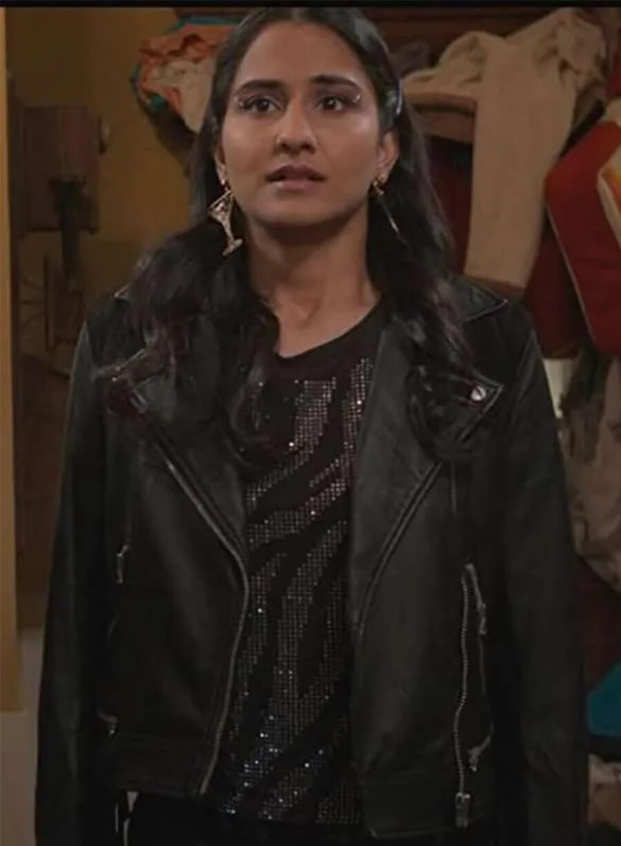 The Sex Lives of College Girls Bela Malhotra Black Leather Jacket