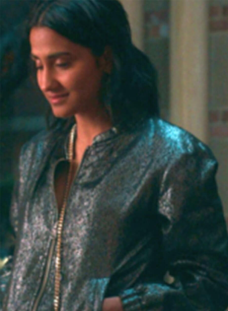 The Sex Lives of College Girls Bela Malhotra Black Metallic Jacket