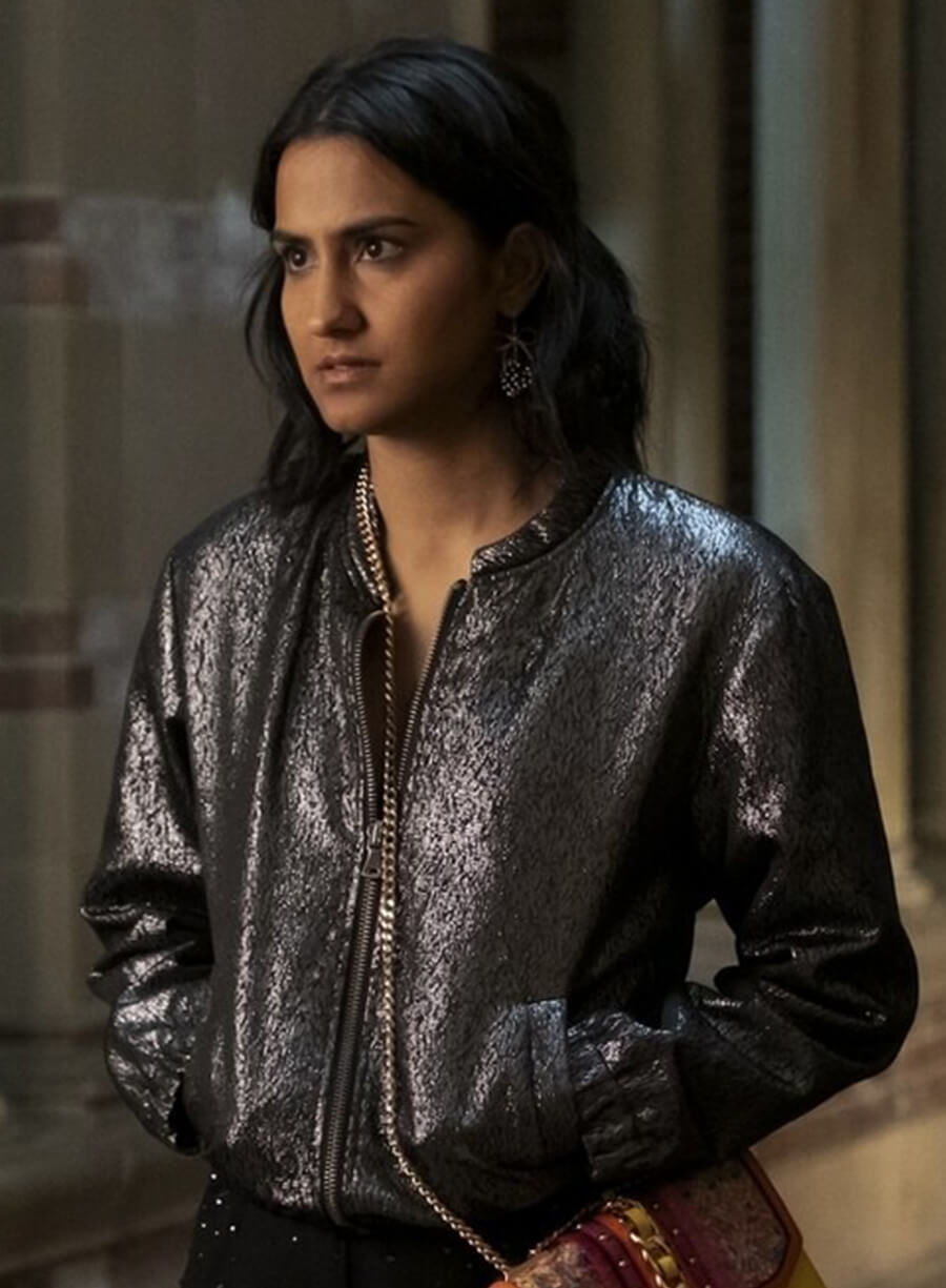 The Sex Lives of College Girls Bela Malhotra Black Metallic Jacket