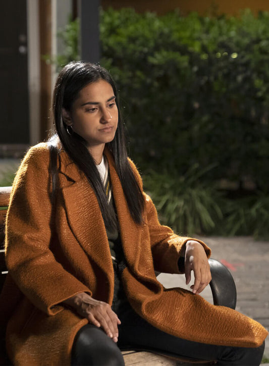 The Sex Lives of College Girls Bela Malhotra Brown Coat