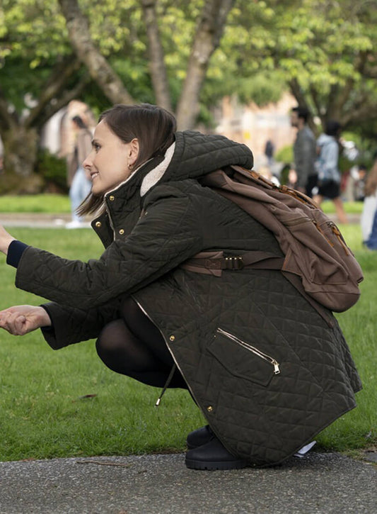 The Sex Lives of College Girls Kimberly Finkle Green Quilted Jacket