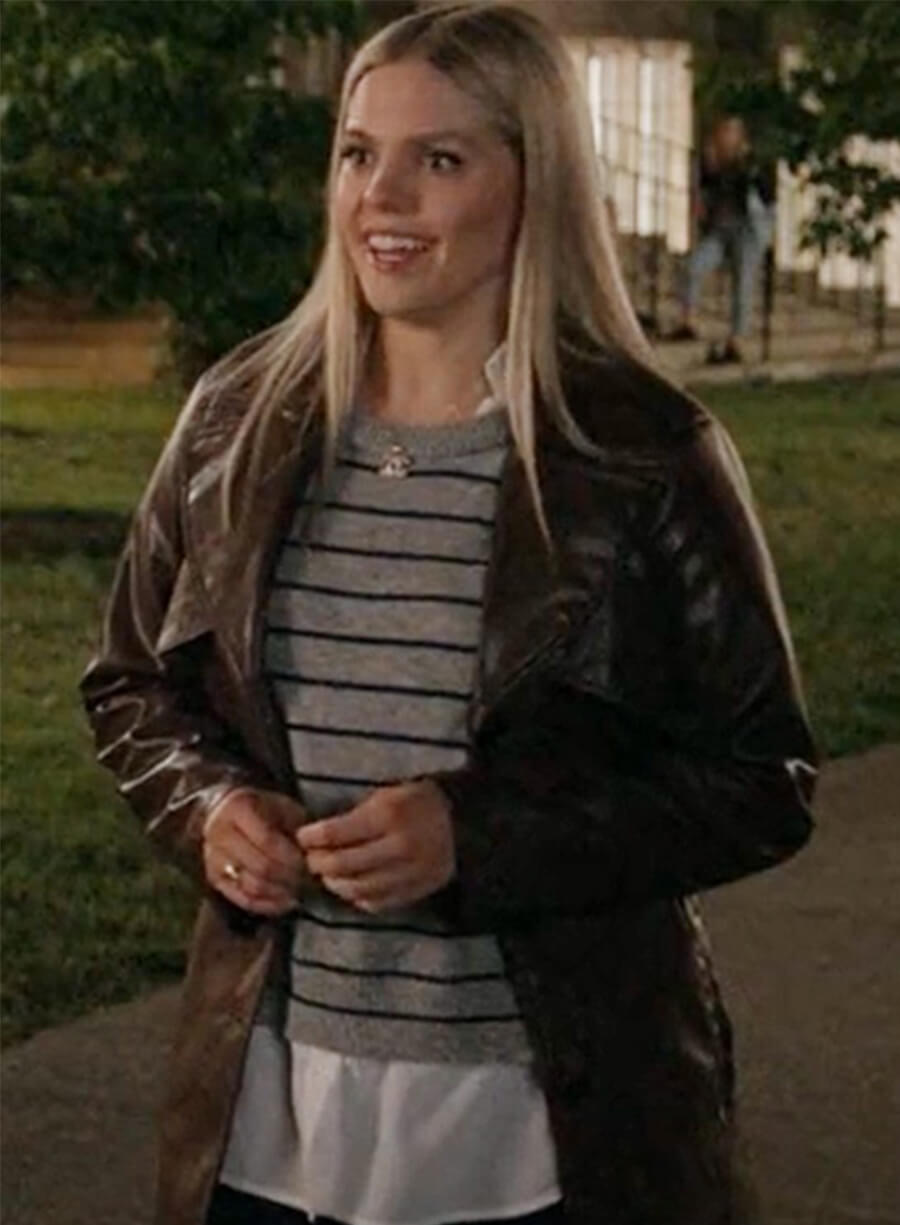 The Sex Lives of College Girls  Reneé Rapp Brown Leather Coat