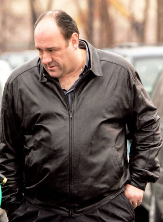 The Sopranos James Gandolfini Tony Soprano Black Leather Jacket 