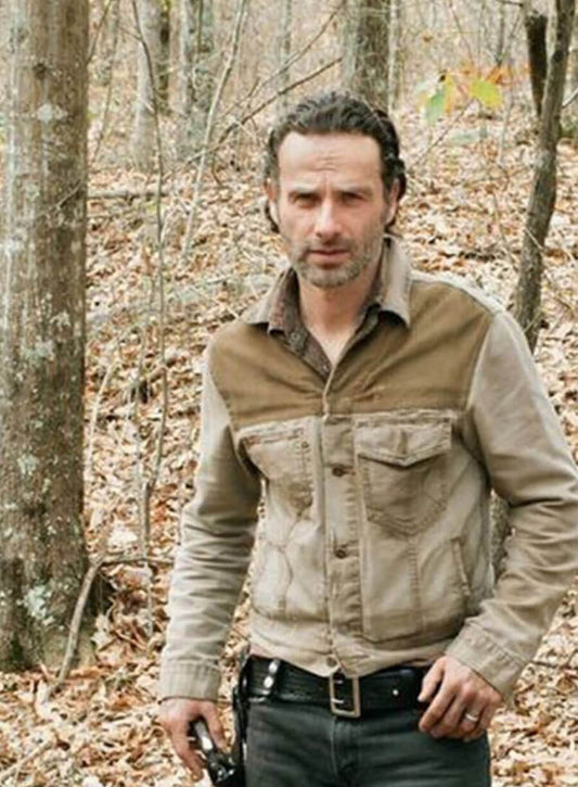 The Walking Dead Rick Grimes Beige and Brown Jacket