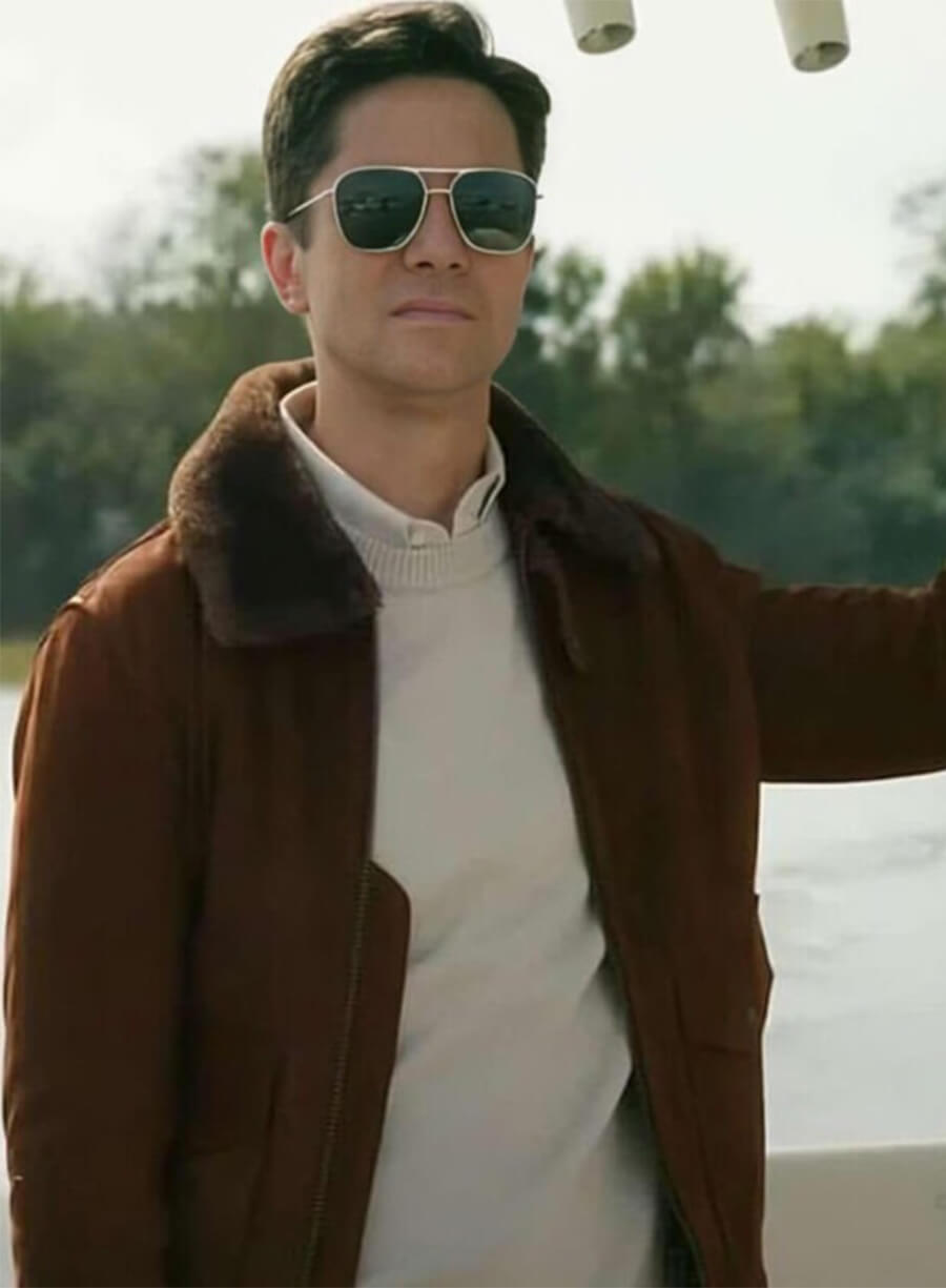 The Waterfront Topher Grace Grady Shearling Fur Suede Brown Jacket