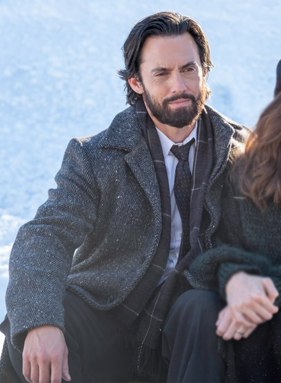 This Is Us Milo Ventimiglia Jack Pearson Black Wool Coat
