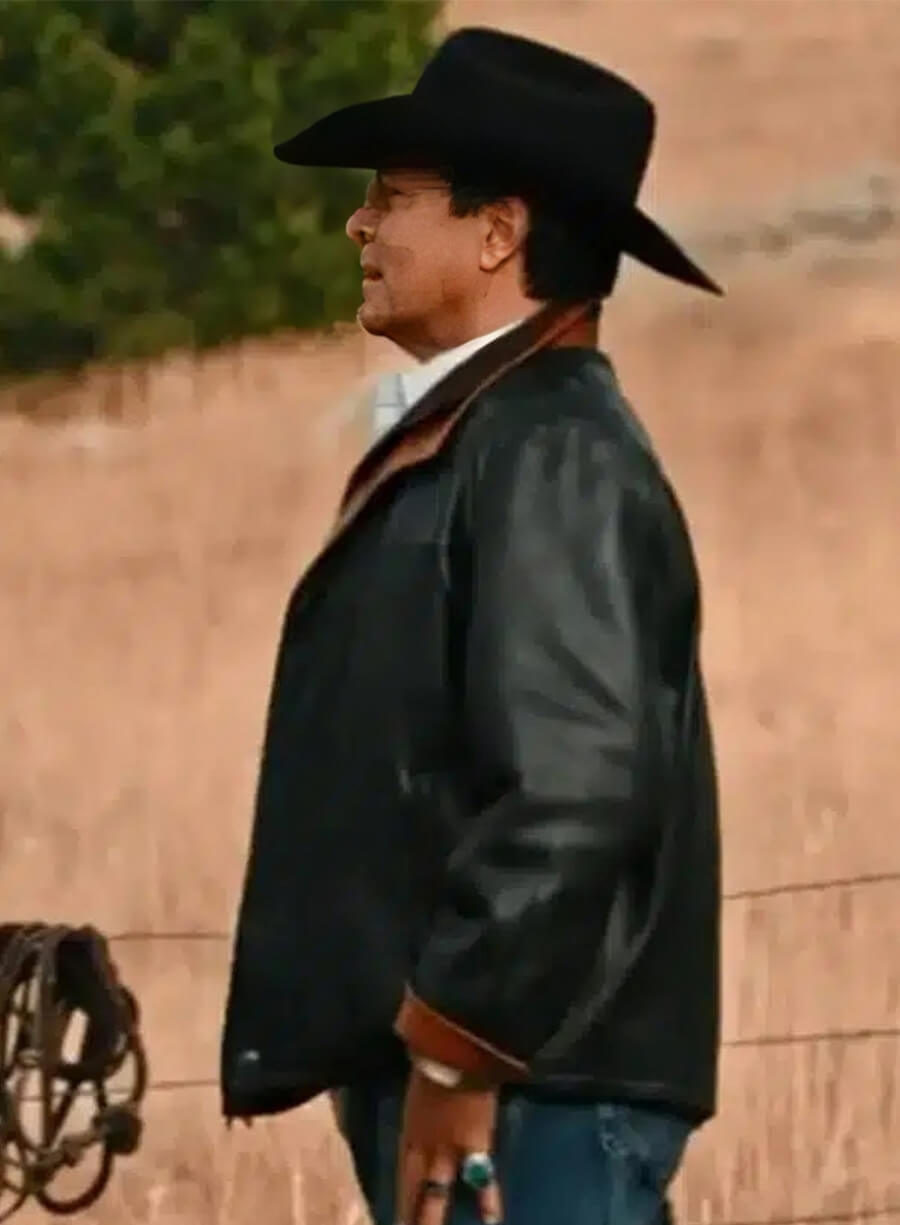 Thomas Rainwater Yellowstone Season 4 Black Leather Jacket