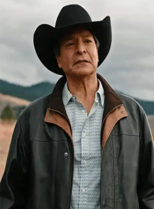 Thomas Rainwater Yellowstone Season 4 Black Leather Jacket