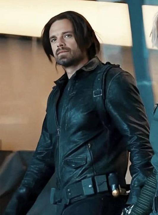 Thunderbolts 2025 Sebastian Stan Bucky Biker Leather Jacket