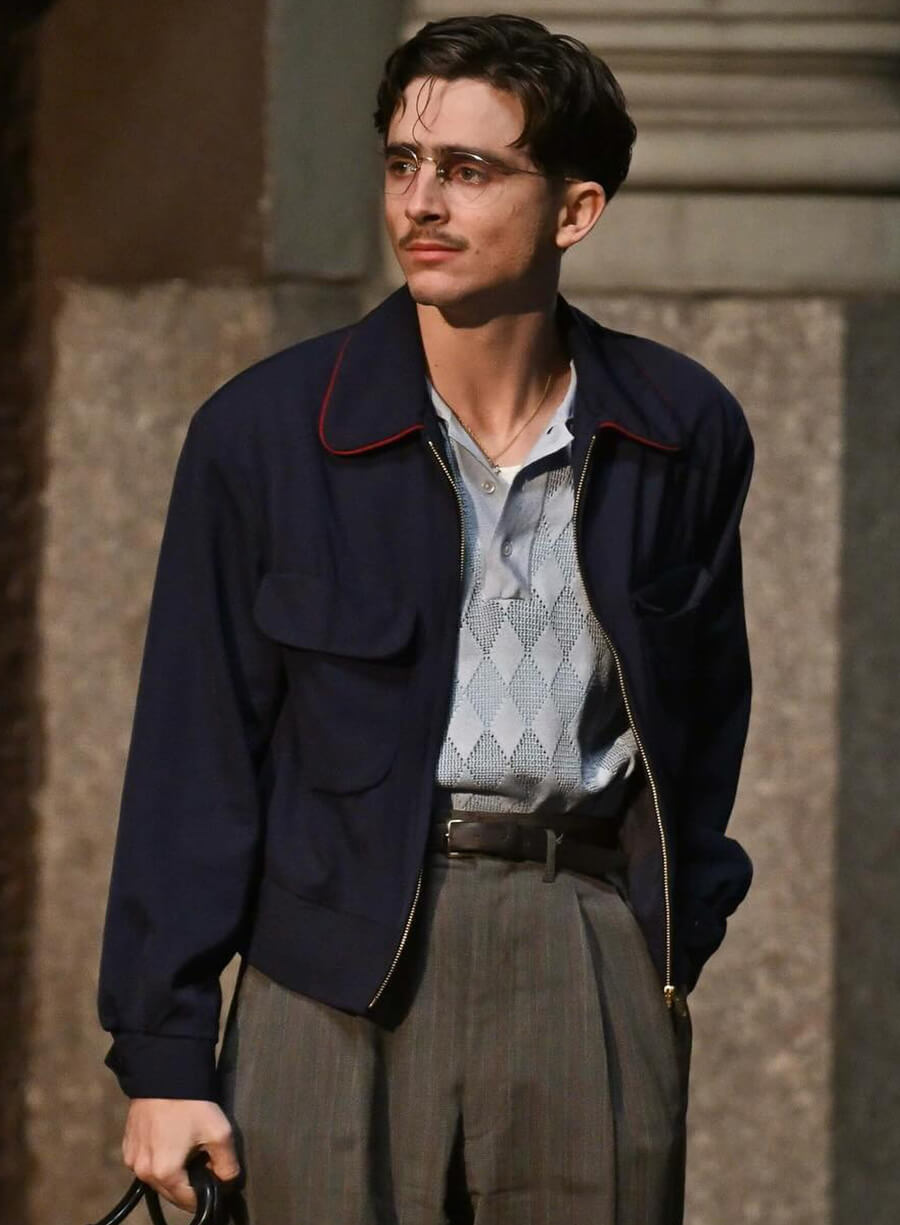 Timothée Chalamet Marty Supreme 2025 Marty Navy Blue Jacket