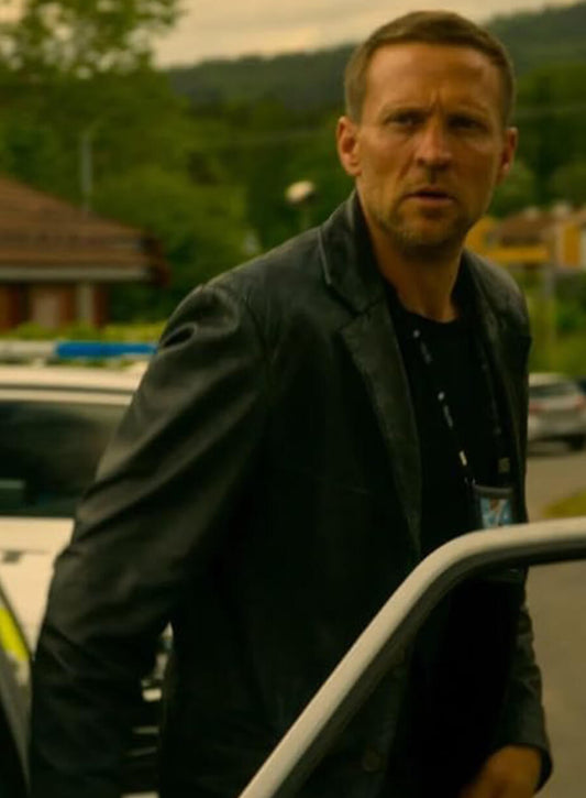 Tobias Santelmann Detective Hole 2026 Harry Hole Leather Blazer