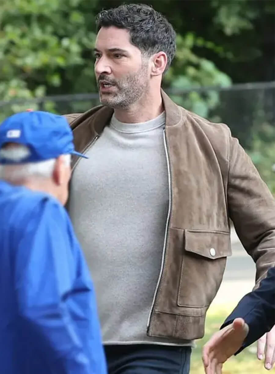Tom Ellis CIA 2026 Colin Glass Brown Suede Jacket