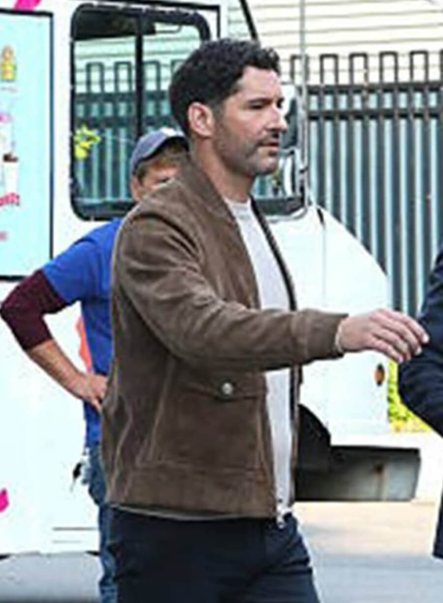Tom Ellis CIA 2026 Colin Glass Brown Suede Jacket
