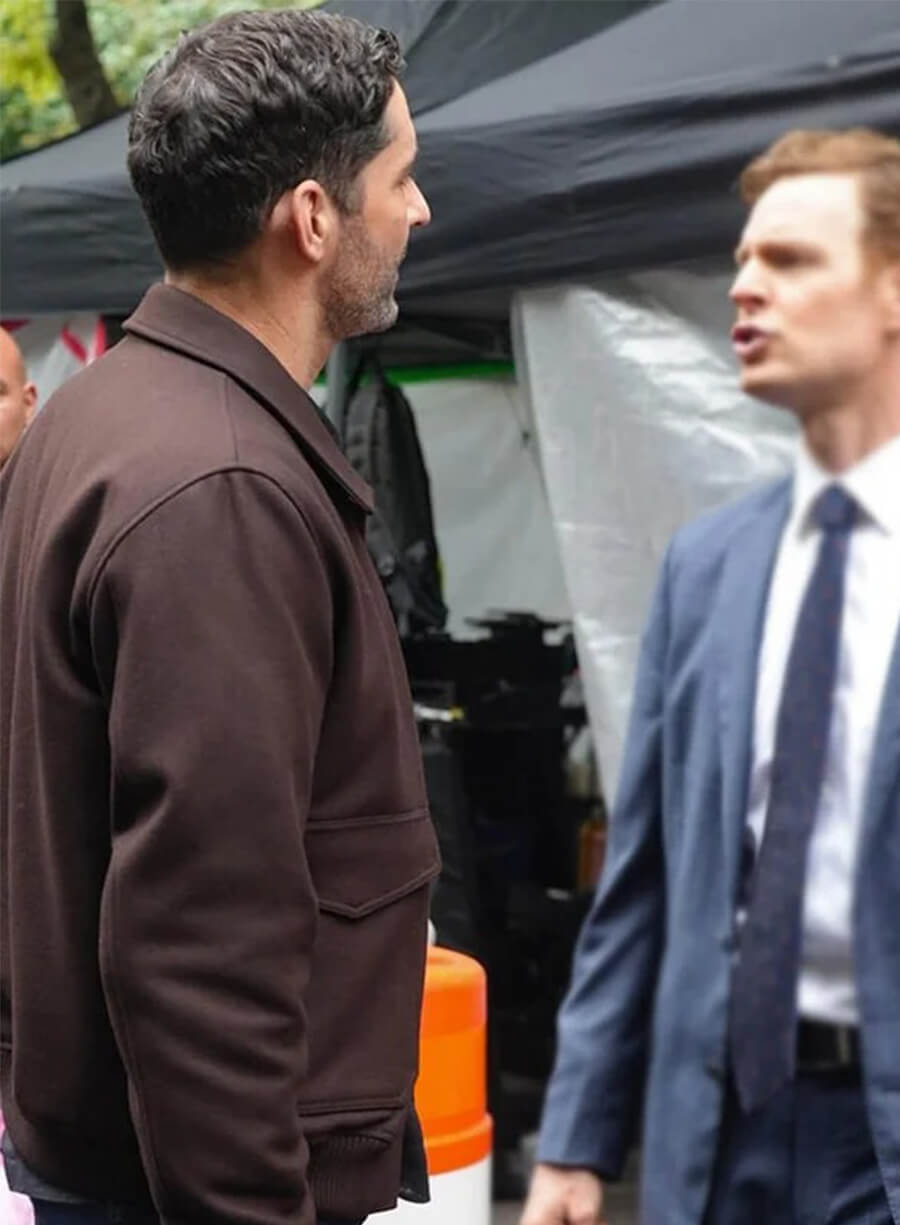 Tom Ellis CIA 2026 Colin Glass Brown Wool Jacket