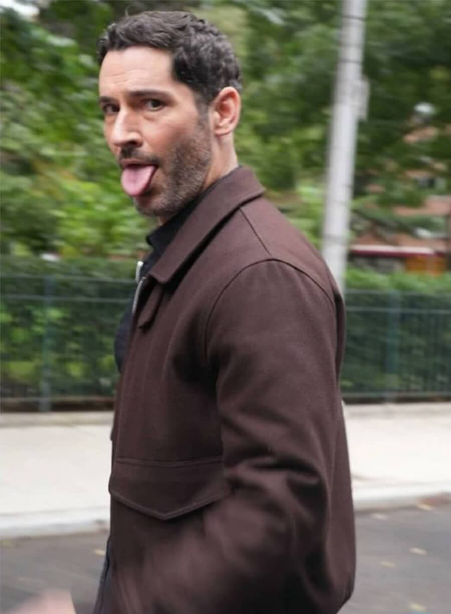 Tom Ellis CIA 2026 Colin Glass Brown Wool Jacket