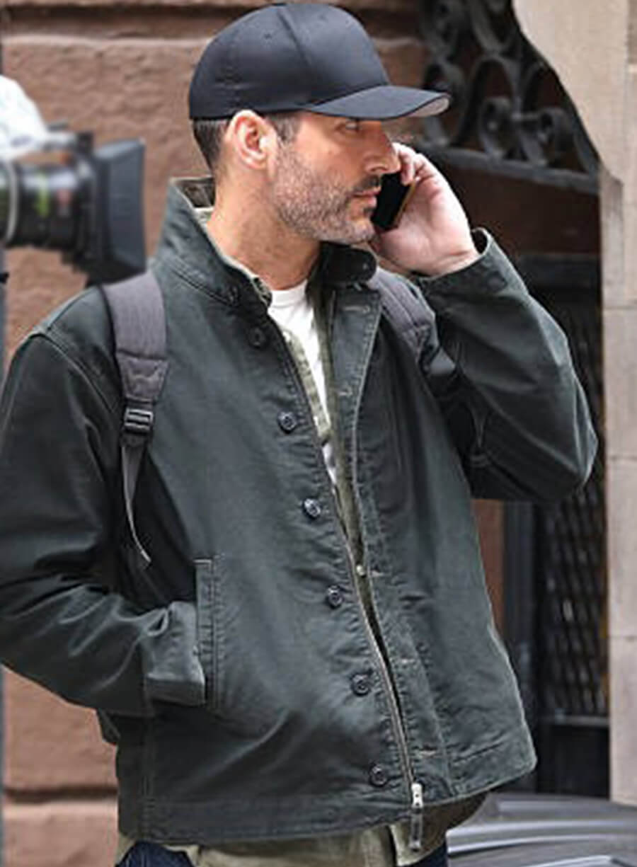 Tom Ellis CIA 2026 Colin Glass Grey Cotton Jacket