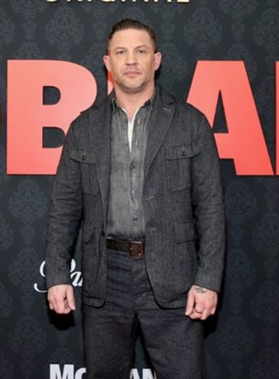 Tom Hardy MobLand Premiere Grey Coat  