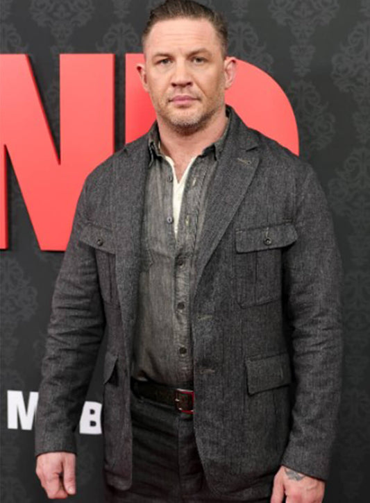 Tom Hardy MobLand Premiere Grey Coat  