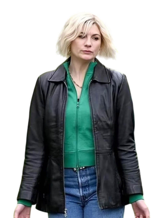 Toxic Town Jodie Whittaker Susan Black Leather Jacket