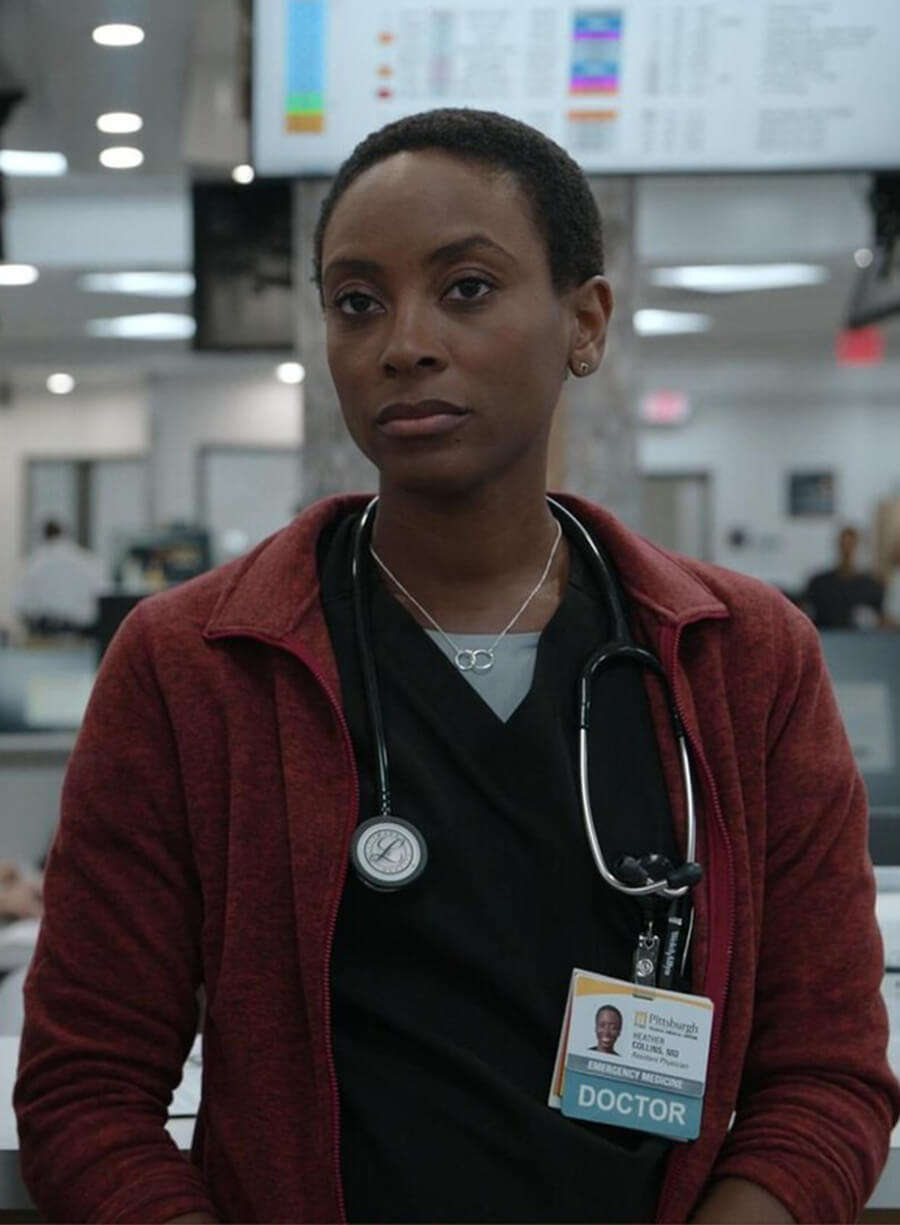 Tracy Ifeachor The Pitt 2025 Dr. Heather Collins Red jacket