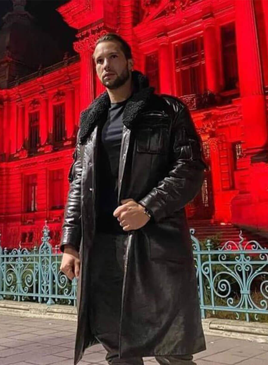 Tristan Tate Top G Brown Fur Collar Brown Leather Coat