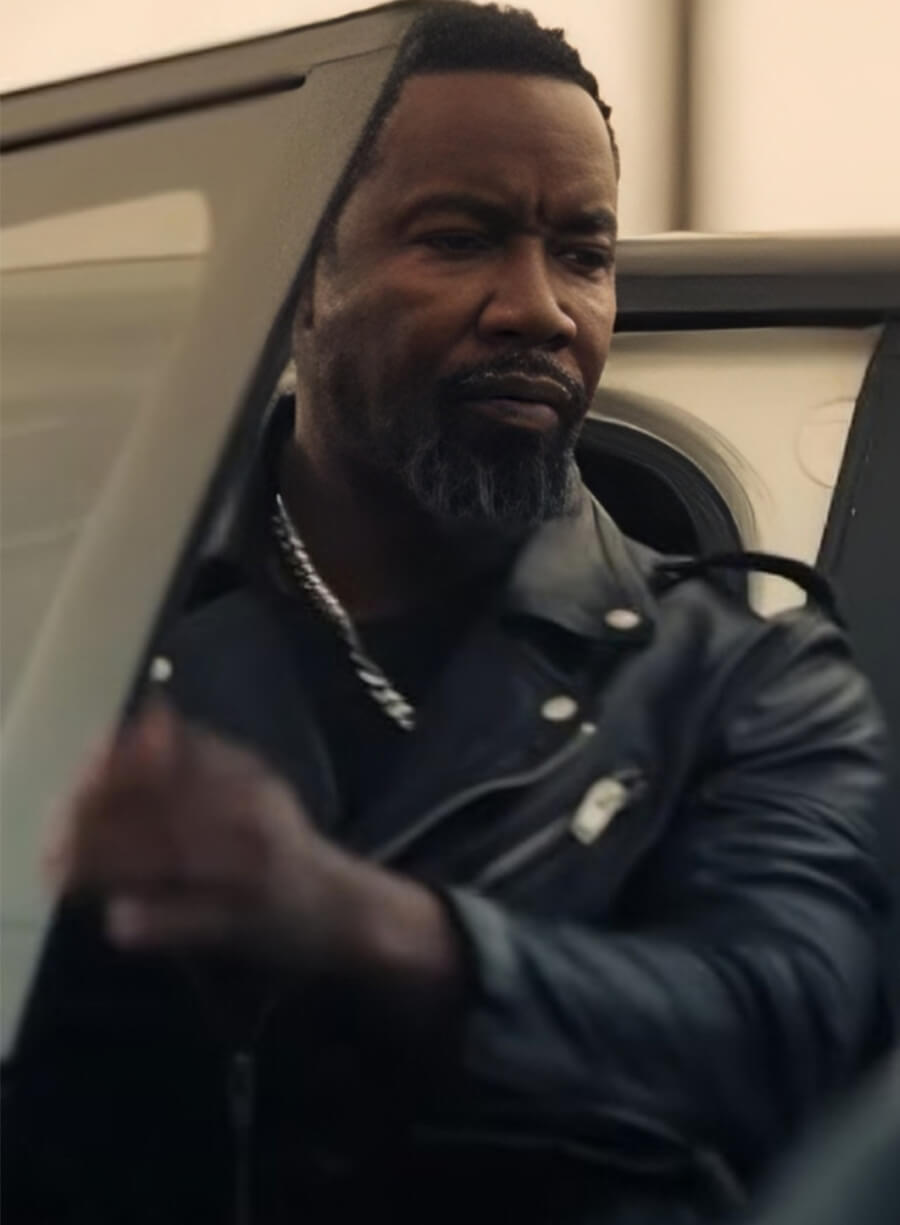 Trouble Man 2025 Michael Jai White Jaxen Black Leather Jacket