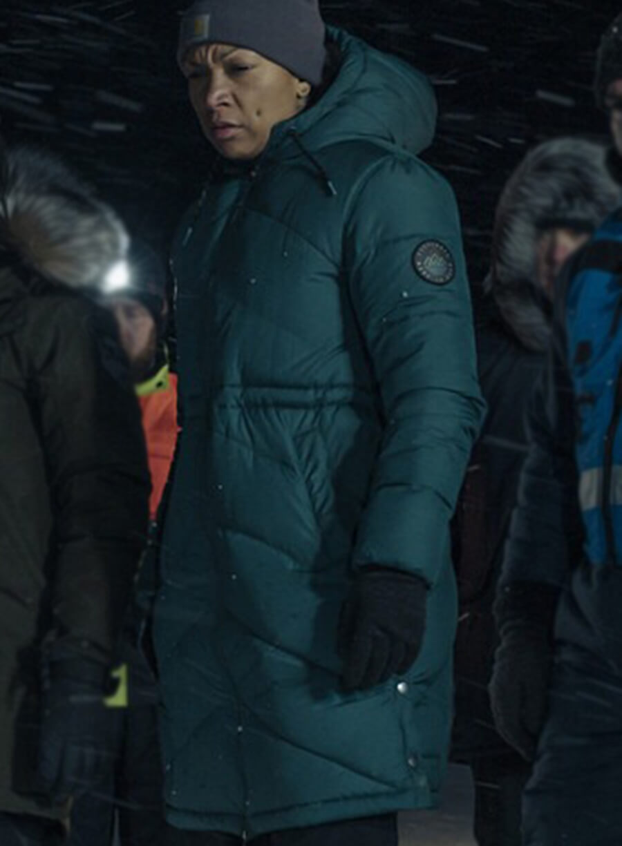 True Detective Kali Reis Evangeline Navarro Green Puffer Jacket