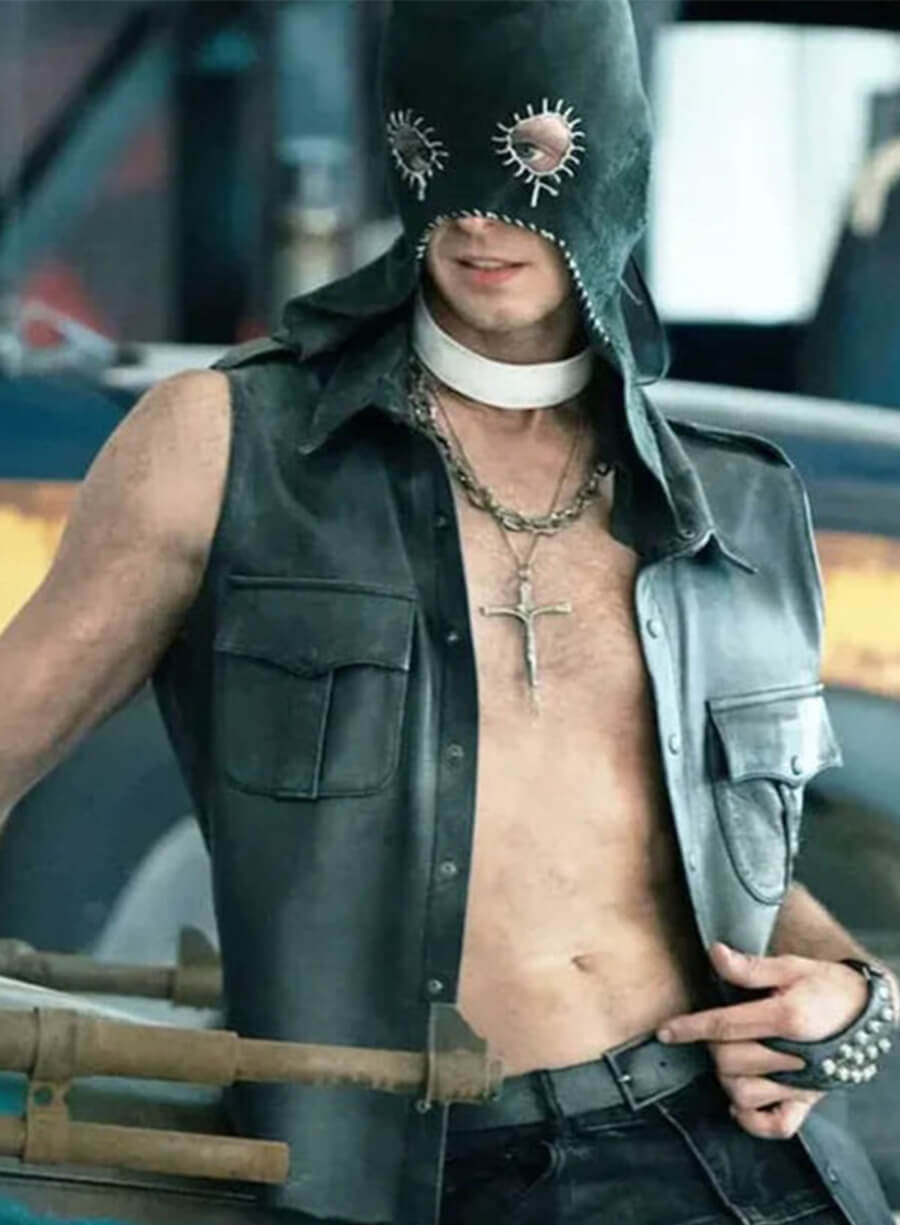 Tyler Johnston Twisted Metal Deacon Black Leather Vest