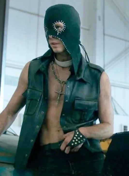 Tyler Johnston Twisted Metal Deacon Black Leather Vest