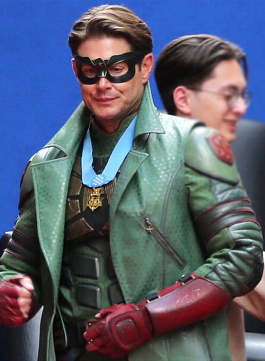 Vought Rising Jensen Ackles Soldier Boy Green Leather Coat