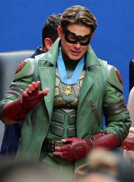 Vought Rising Jensen Ackles Soldier Boy Green Leather Coat