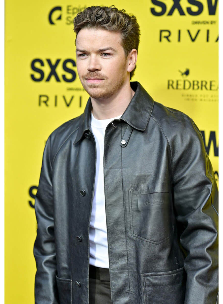 Will Poulter Death of a Unicorn Premier Event Black Leather Jacket
